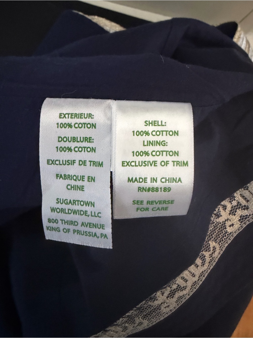 Lilly Pulitzer Navy Embellished Shift Dress Size 8 Gold Metallic Trim Cotton - Picture 10 of 10